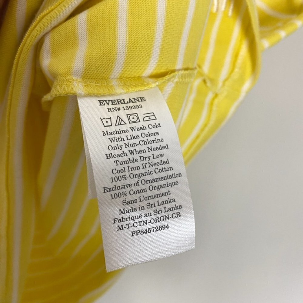 Everlane The Organic Cotton Crew T Shirt Mens XS‎ Yellow White Striped - Picture 4 of 7